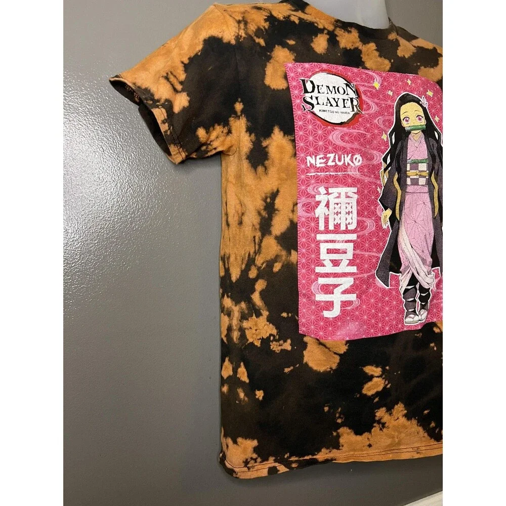Demon Slayer Shirt Youth Medium Black Orange Nezuko Kamado Anime Tie Dye Tee